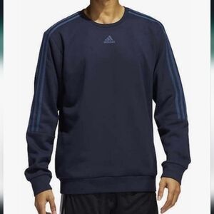 Adidas Men's Long Sleeve 3 Stripe Fleece Crew Sweatshirt Pullover nwt